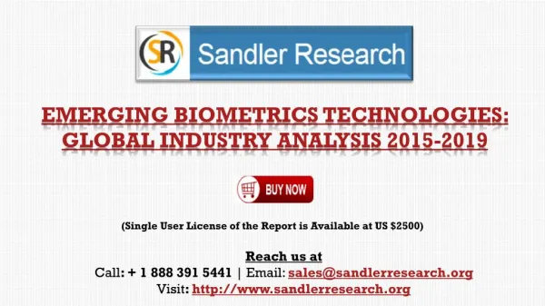 Global Emerging Biometrics Technologies Market Grows at 13% CAGR to 2019