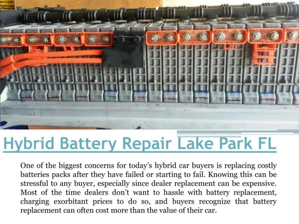 Hybrid Battery Replacement FL