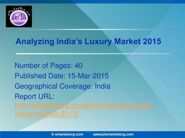 Indian Luxury Market Growing at a CAGR of approximately 18%