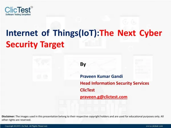 Webinar on Internet of Things(IoT): The Next Cyber Security Target