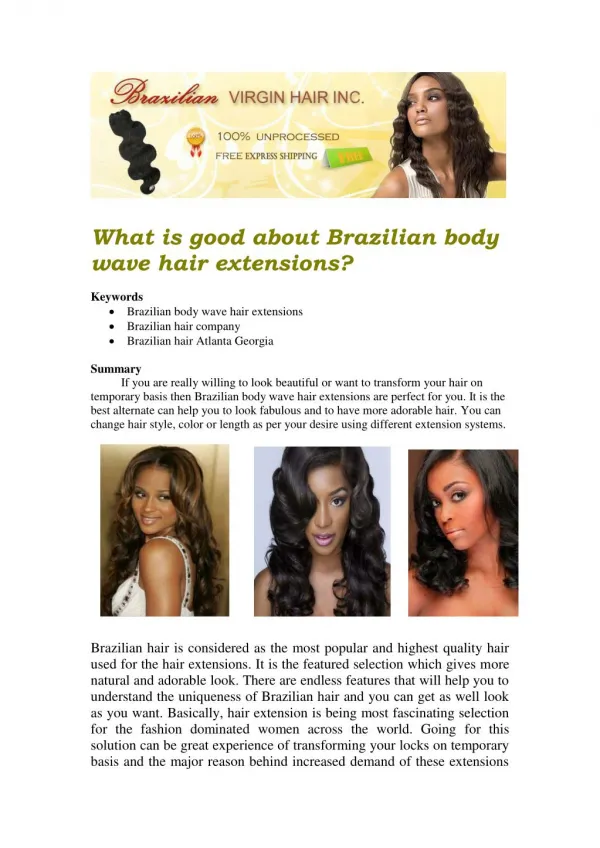 What is good about Brazilian body wave hair extensions?