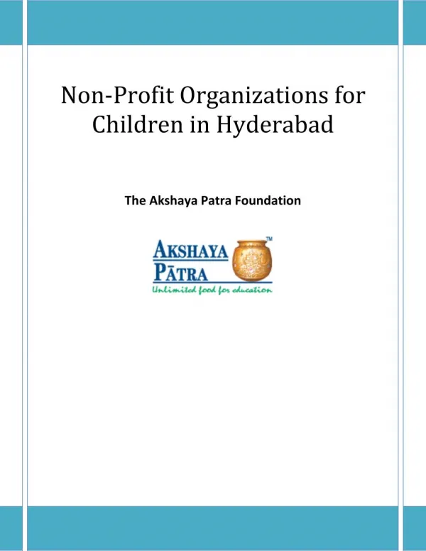 Non-Profit Organizations for Children in Hyderabad