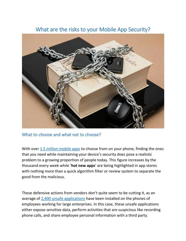 What are the risks to your Mobile App Security?