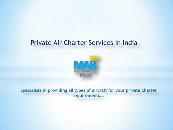 Private Air Charter Services in India