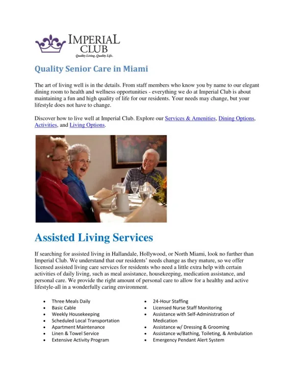 Quality Senior Care in Miami