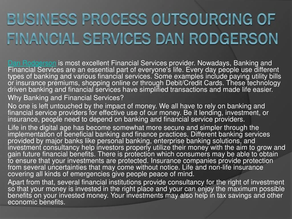 business process outsourcing of financial services dan rodgerson