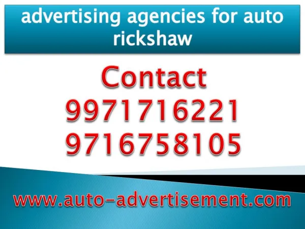 Advertising Agencies for Auto Rickshaw,9971716221