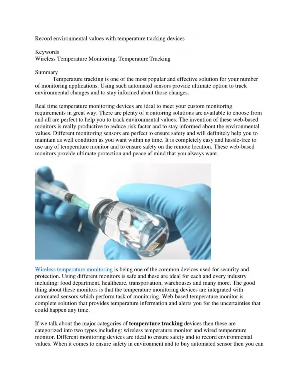 Record environmental values with temperature tracking devices