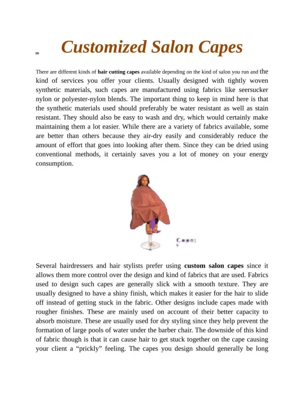 Customized Salon Capes