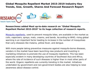 Global Mosquito Repellent Market 2015-2019 - slide 1