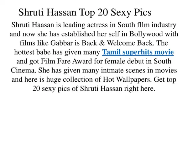 Shruti Hassan Top 20 Pics