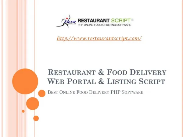 Restaurant & Food Delivery Web Portal & Listing Script