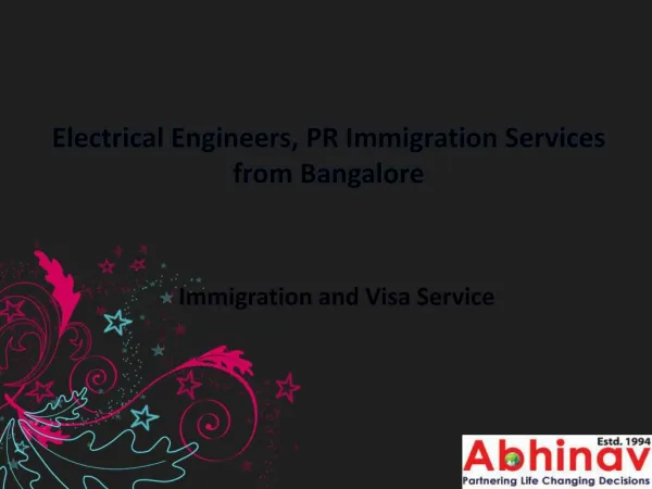 Electrical Engineers, PR Immigration Services from Bangalore