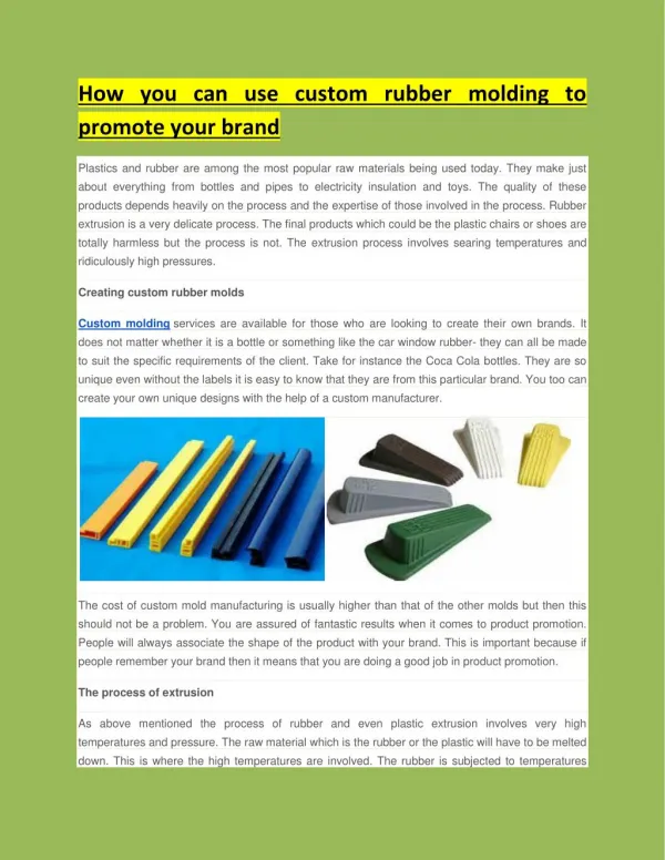How you can use custom rubber molding to promote your brand