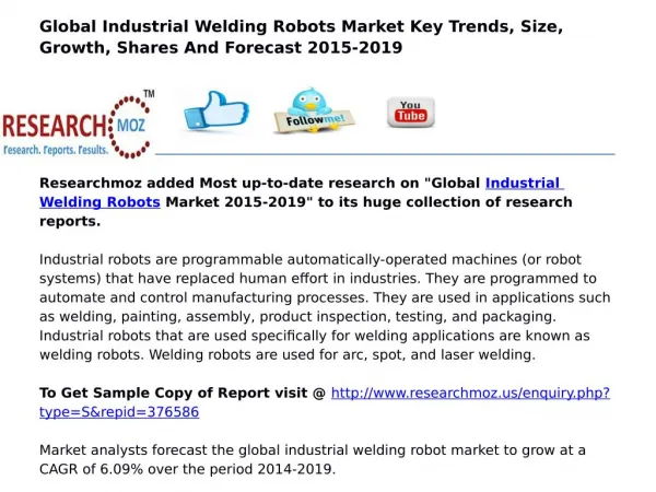 Global Industrial Welding Robots Market Trend and Share 2015-2019