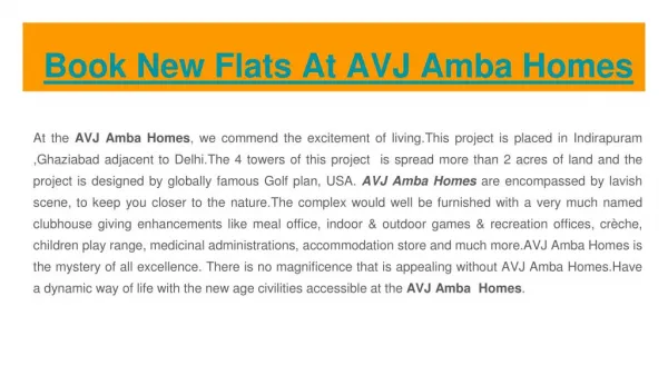 New Flats Available At AVJ Amba Homes