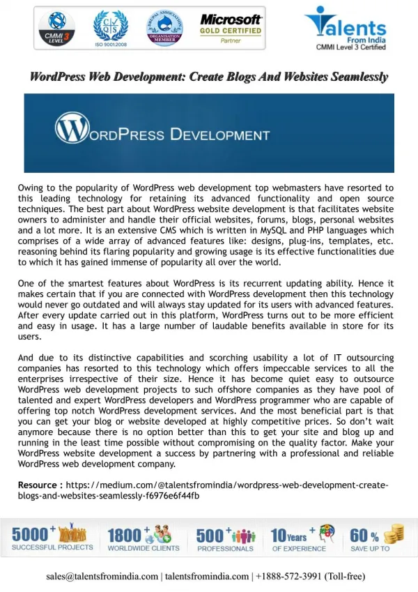 WordPress Web Development: Create Blogs And Websites Seamlessly