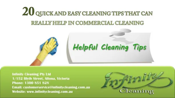 20 Quick and Easy Cleaning Tips that can really help in commercial cleaning