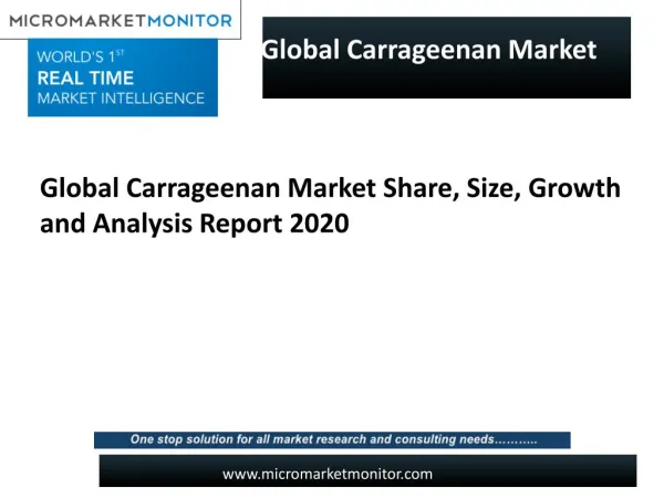 Carrageenan Market Analysis for Global (Europe, Japan, US, China) Regions