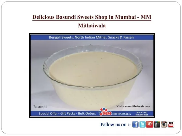 Delicious Basundi Sweets Shop in Mumbai - MM Mithaiwala