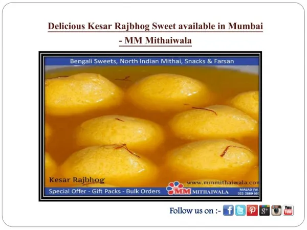 Delicious Kesar Rajbhog Sweet available in Mumbai - MM Mithaiwala