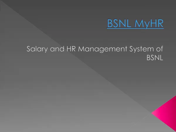 MyHR Payroll Management of BSNL