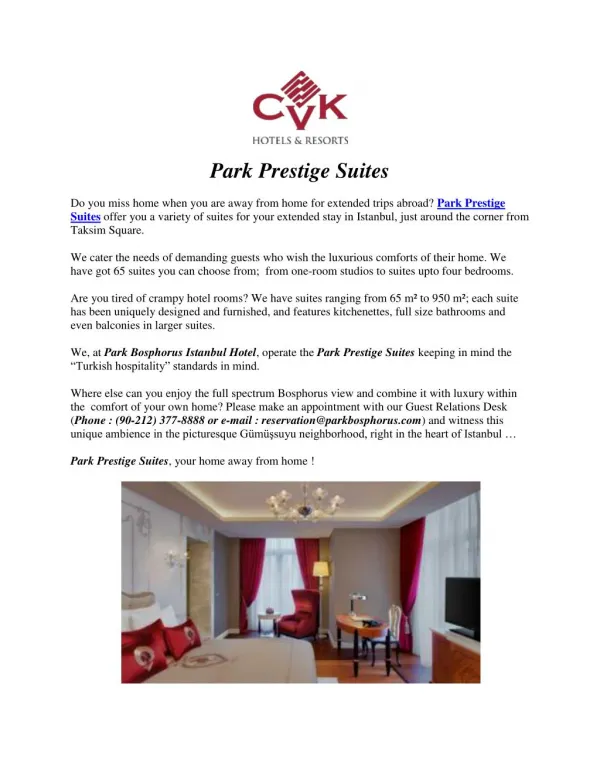 Istanbul Suites | Park hotel istanbul