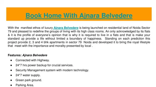 Book Royal Home with Ajnara Belvedere