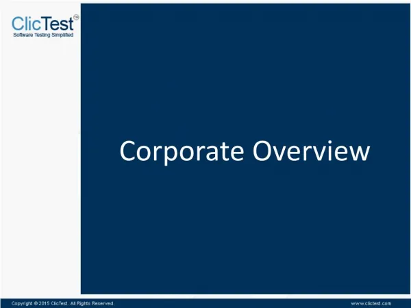 ClicTest Corporate Overview