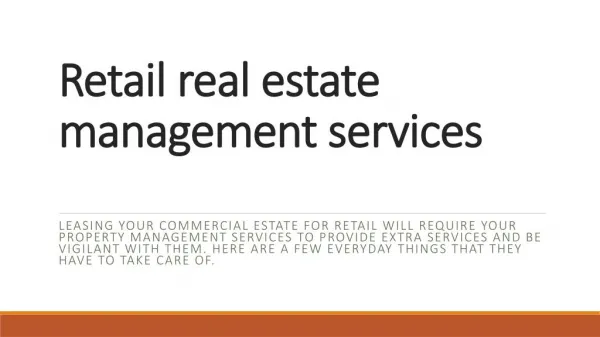 Retail Real Estate Management Services