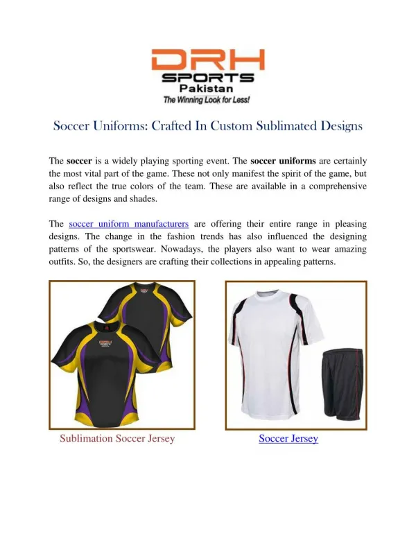 Soccer Uniforms Manufacturers Suppliers