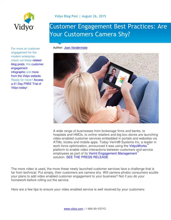 Customer Engagement Best Practices: Are Your Customers Camera Shy?