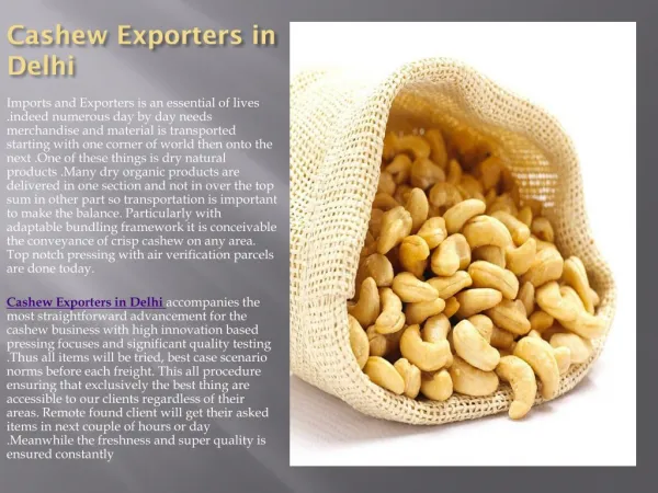 Cashew Exporters in Delhi