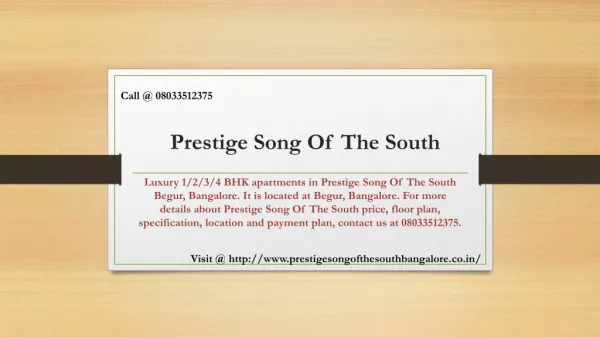 Prestige Song of South
