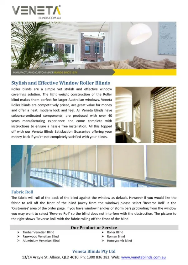 Stylish and Effective Window Roller Blinds