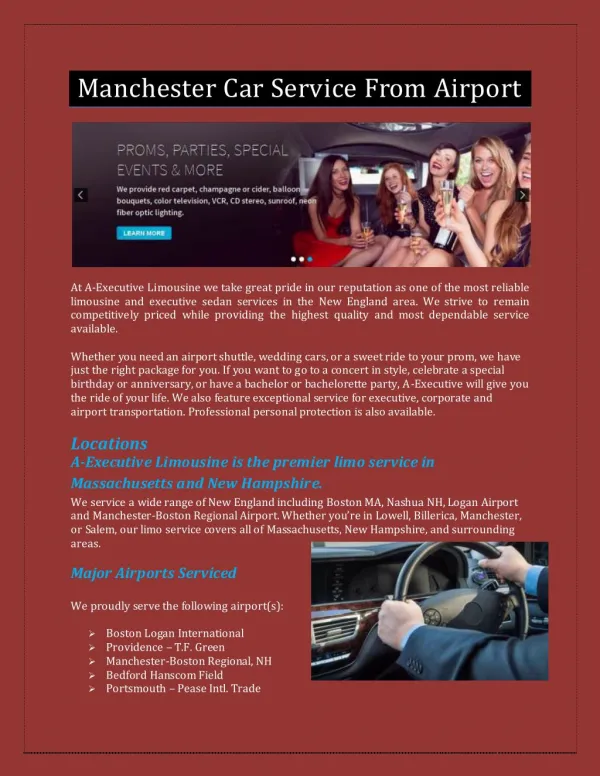 Manchester Car Service From Airport