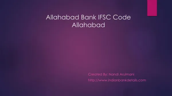 Allahabad bank ifsc code Allahabad