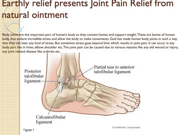 Faster Joint Pain Relief Using Earthly Relief Ointment