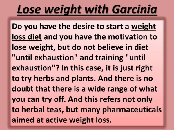 Weight Loss Diets - Property of Garcinia