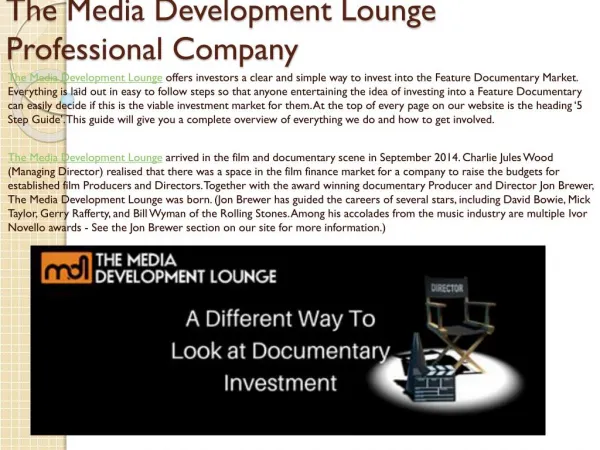 The Media Development Lounge Professional Company