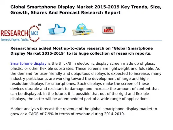 Global Smartphone Display Market 2015-2019