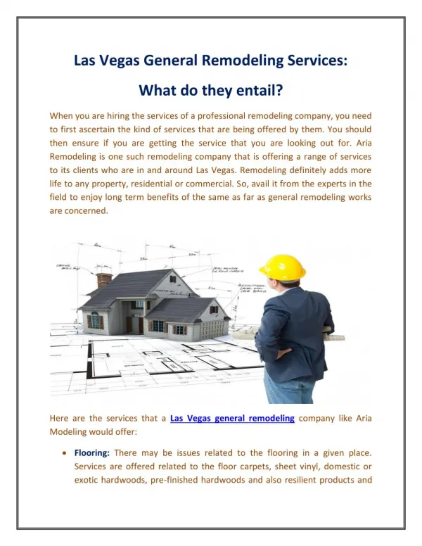 Las Vegas General Remodeling Services: What do they entail?