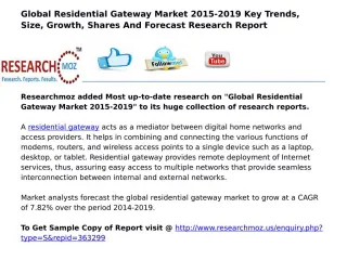 Global Residential Gateway Market 2015-2019 - slide 1