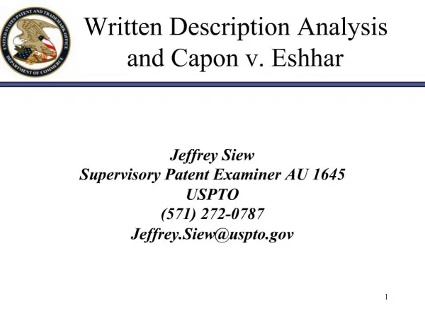 Written Description Analysis and Capon v. Eshhar