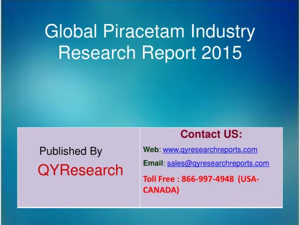 Global Piracetam Market 2015 Industry Size, Shares, Research, Study, Development, Growth and Insights