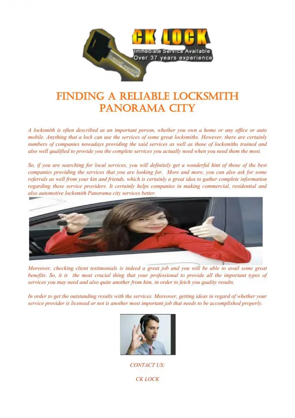 Finding A Reliable Locksmith Panorama City