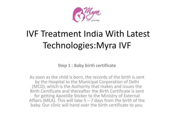 IVF Treatment India With Latest TechnologiesMyra IVF