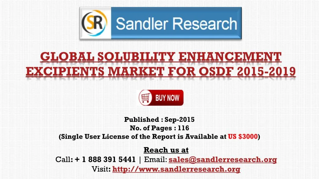 global solubility enhancement excipients market for osdf 2015 2019