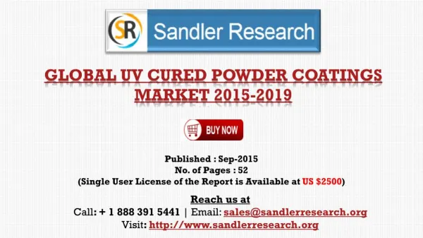 World UV Cured Powder Coatings Market to Grow at 6.91% CAGR to 2019 Says a New Research Report