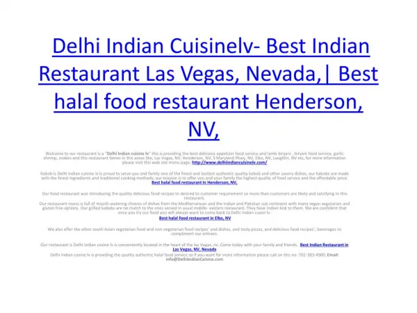 Delhi Indian Cuisinelv- Best Indian Restaurant Las Vegas, Nevada,| Best halal food restaurant Henderson, NV,